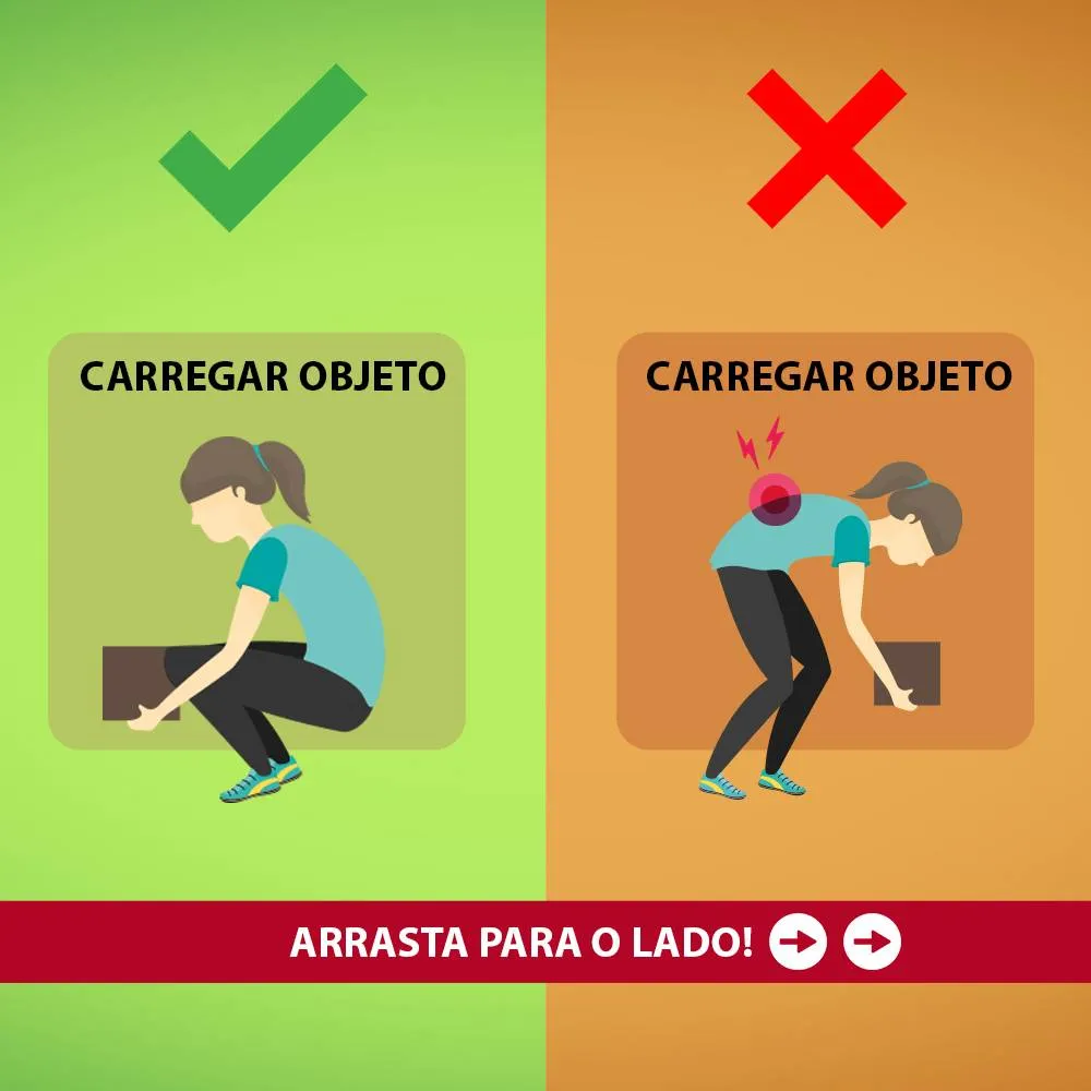 Postura correta para carregar objetos
